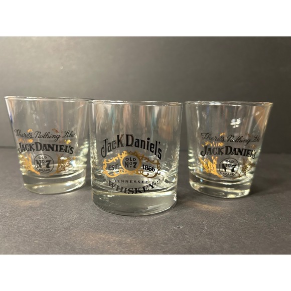 Jack Daniel'S Other - Jack Daniels Whiskey Glasses Set of 3 Old No 7 Tennessee Barware Rocks Clear